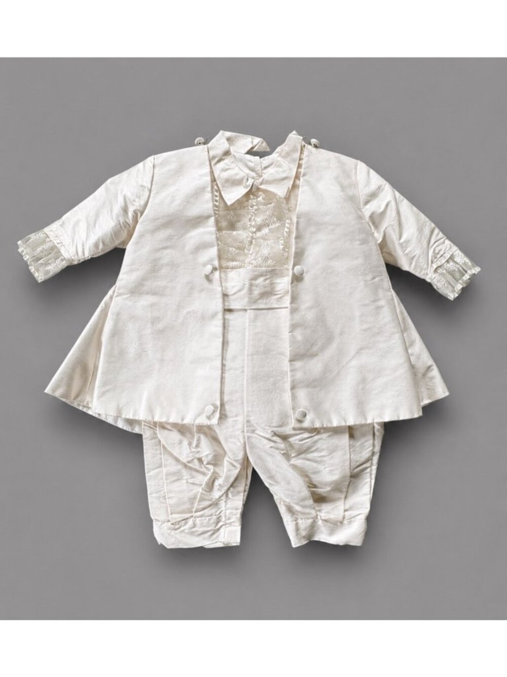 NWT CHRISTIE HELENE Baby Boy 6M Ivory Silk Dupioni Christening Outfit Vintage